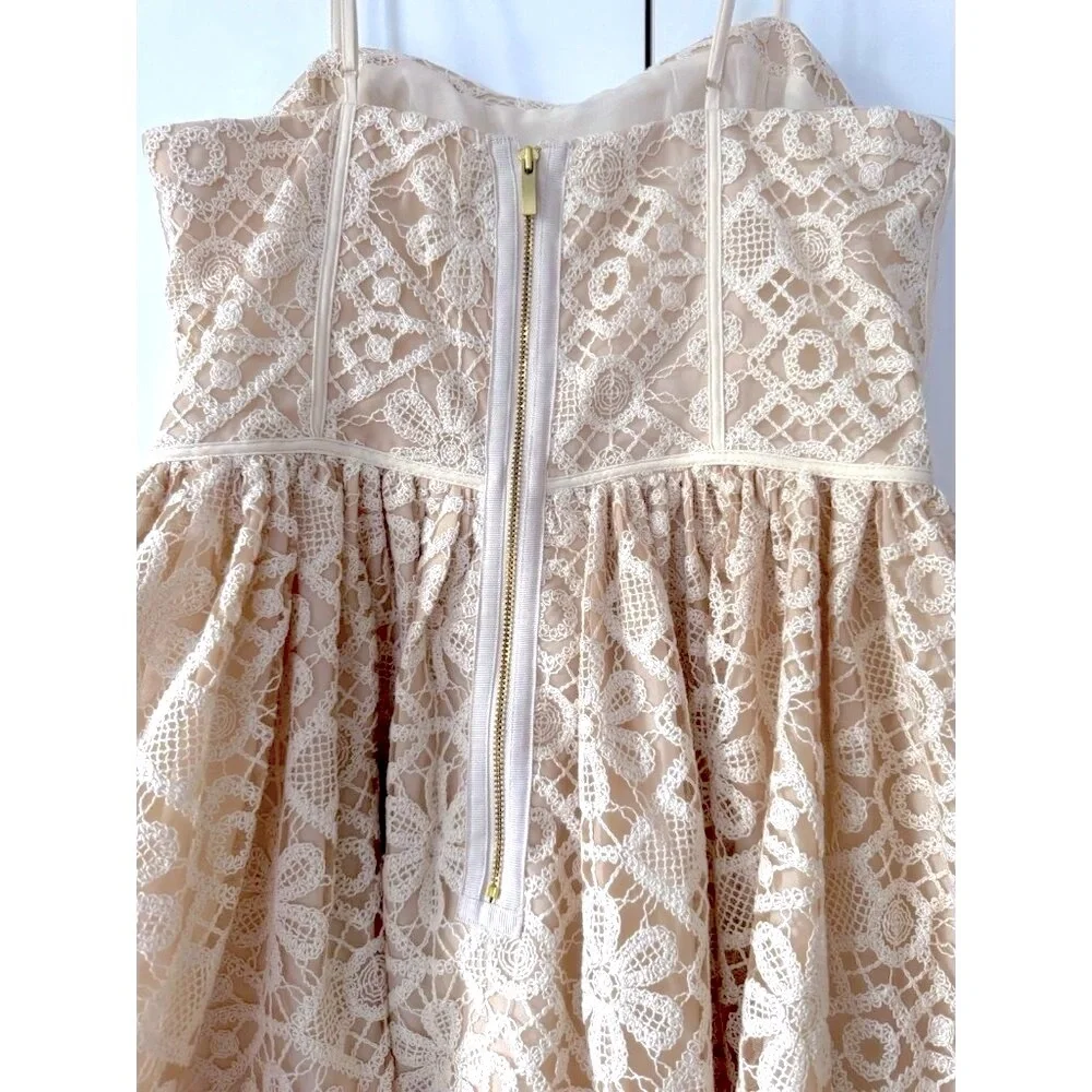 NWT Size 8 - Anthropologie Lace Basque-Waist Mini Dress in Beige (NWT US$ 268) - Picture 16 of 16